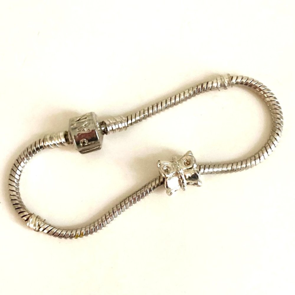 Sterling chain charm bracelet with Pandora panache + box!
